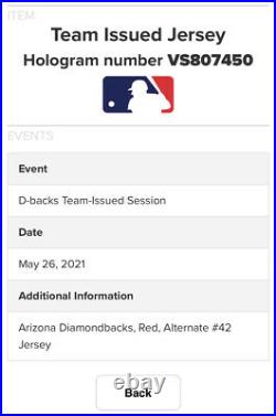 2021 Luke Weaver Arizona Diamondbacks Team Issued Jackie Robinson Day Jersey MLB