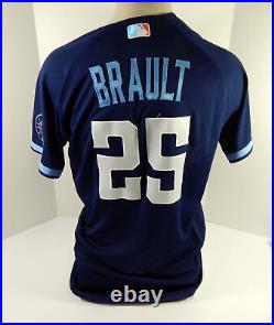 2022 Chicago Cubs Steven Brault #25 Game Issued P Used Navy Jersey City Connect