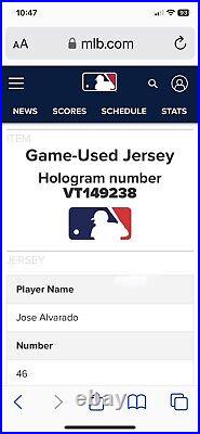 2022 Philadelphia Phillies Nike José Alvarado Game Used Jersey MLB authenicated