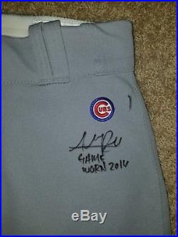 Addison Russell Chicago Cubs Game Used Signed Auto 2016 W. S. Season Pants