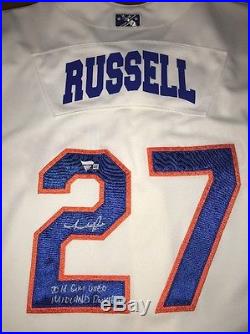 Addison Russell Cubs Signed 2014 Game Used Autograph Jersey Fanatics Coa