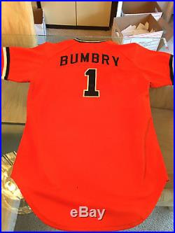 Al Bumbry 1981 Autographed & Game Used Jersey Shows Great Game Use