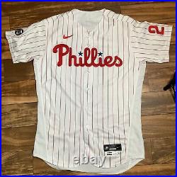 Alec Bohm signed game used worn 2021 Phillies home rookie jersey MLB COA