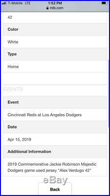 Alex Verdugo Jackie Robinson Day LA Dodgers Game Used Jersey Boston Red Sox 2019
