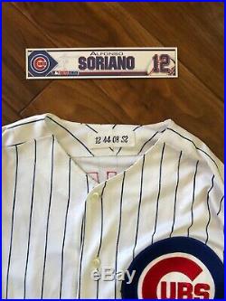 Alfonso Soriano 2008 Chicago Cubs Game-Worn Auto Jersey #12 Used Uniform! MLB