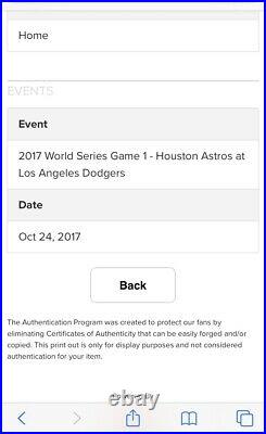 Andre Ethier 2017 MLB DEBUT WORLD SERIES GAME USED WORN JERSEY DODGERS MLB AUTH