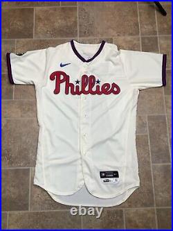 Andrew Knapp game used worn 2021 Philadelphia Phillies S1 cream jersey MLB COA