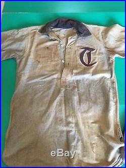 Antique Vintage Early 1900s Game Worn Baseball Jersey + Leather Belt & Glove