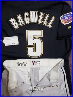 Astros HOF JEFF BAGWELL Game Worn Used Jersey & Pants COA (FULL UNIFORM!) RARE
