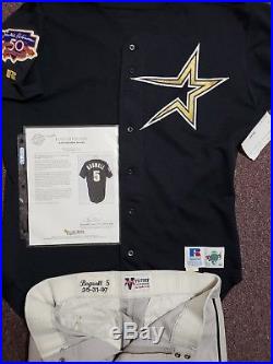 Astros HOF JEFF BAGWELL Game Worn Used Jersey & Pants COA (FULL UNIFORM!) RARE