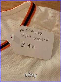 Austin Slater 17 Game Used Rookie Home Jersey SF Giants San Francisco Worn $500