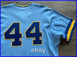 Authentic Game Throwback 1976 Milwaukee Brewers Hank Aaron TBC Jersey AIS RARE