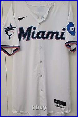 Authentic Nike 2024 Miami Marlins White Trey Mancini Team Issued Game Jersey 48