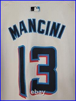 Authentic Nike 2024 Miami Marlins White Trey Mancini Team Issued Game Jersey 48