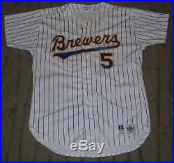 B. J. Surhoff Milwaukee Brewers 1993 Game Worn Used Home Jersey (braves Orioles)