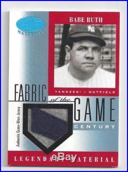 BABE RUTH 2001 Leaf Certified Jersey Patch LOGO CENTURY Fabric of Game 21/21 1/1