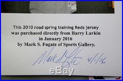 BARRY LARKIN GAME USED AUTOGRAPHED 2010 CINCINNATI REDS SPRING TRAINING JERSEY