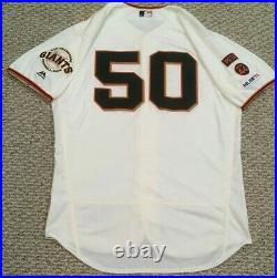 BLACH size 46 #50 2019 SAN FRANCISCO GIANTS GAME USED ISSUED JERSEY CREAM MLB