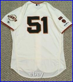 BOCHY FINAL GAME MENEZ size 46 #51 2019 GIANTS GAME USED JERSEY CREAM MLB HOLO