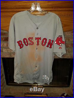BOSTON RED SOX GAME WORN-GAME USED DUSTIN PEDROIA AWAY JERSEY With MLB HOLOGRAM