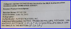 Brandon Phillips Game Used Cincinnati Reds 2013 Mlb Baseball Jersey Walk Off Hit