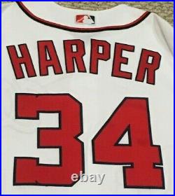 BRYCE HARPER POSTSEASON size 48 #34 2016 Nationals GAME JERSEY home white MLB