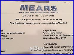 Baltimore Orioles 1988 Game Worn Used Cal Ripken Jr. Jersey MEARS 10