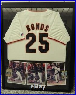 Barry Bonds Large Framed Jersey & 2 Mlb Cards