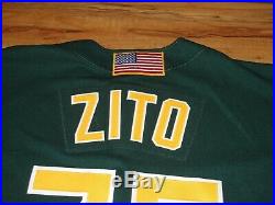 Barry Zito Game Used Worn 2001 Oakland A's Green Jersey 9/11 Patch Original #75