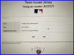 Brandon Phillips Game Issued Red Sox Jersey 2018 WS Year MLB Authen #0 Reds