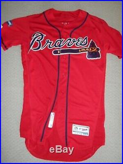 Braves 2019 Game-Used Red Playoff Jersey OF #9 Billy Hamilton