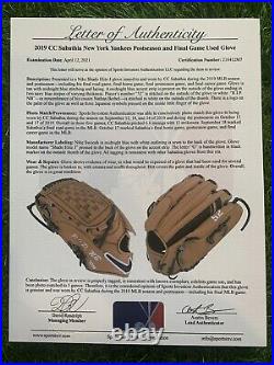 CC Sabathia New York Yankees Game Used Worn Glove Final Career Game Signed MLB