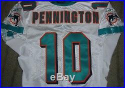 CHAD PENNINGTON MIAMI DOLPHINS GAME WORN USED 2008 ROAD JERSEY WithTEAM LOA (JETS)