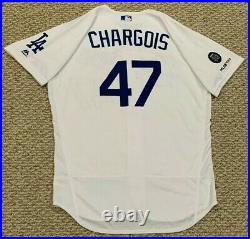 CHARGOIS size 46 #47 2019 LOS ANGELES DODGERS GAME JERSEY ISSUED MLB HOLOGRAM