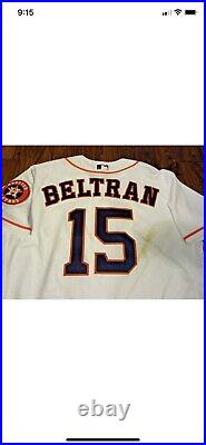 Carlos Beltran 2017 Astros Game Used Worn Home Jersey STRONG Patch MLB Auth 9/21