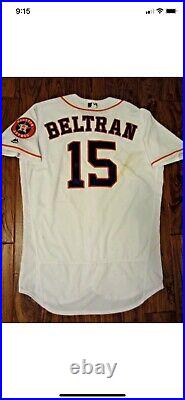 Carlos Beltran 2017 Astros Game Used Worn Home Jersey STRONG Patch MLB Auth 9/21