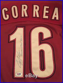 Carlos Correa Game WORN USED JERSEY Autographed PSA DNA Certified Authentic
