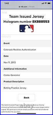 Carlos Gonzalez Issued But Shows Use Colorado Rockies Game Jersey