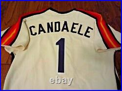 Casey Candaele 1991 Astros Game Used Worn Alamo Cream Road Jersey Goodman & Sons