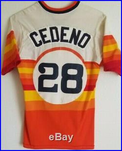Cesar Cedeno game used 1975 Astros rainbow jersey. Read description