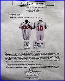 Chipper Jones 2004 Atlanta Braves game used autographed home jersey