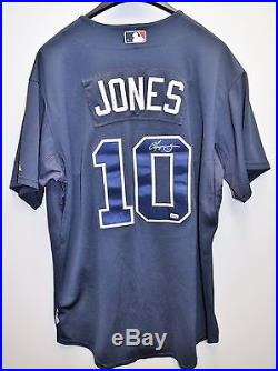 Chipper Jones 2009 Atlanta Braves game used autographed jersey (very rare away)