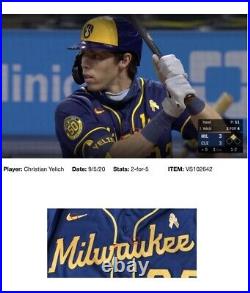 Christian Yelich Milwaukee Brewers Game Used Worn Jersey 2020 146th Career HR