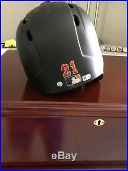 Christian Yelich game used game worn and autographed Marlins batting helmet