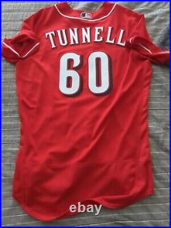 Cincinnati Reds MLB Authenticated Team Issued Nike Jersey TUNNELL #60 sz 44