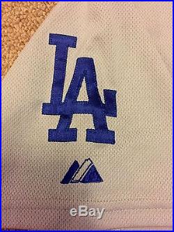 Clayton Kershaw MLB Holo Game Used Jersey 2015 Win Away Los Angeles Dodgers