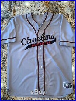 Cleveland Indians Buckeyes Throwback Game Used Jersey Size 50