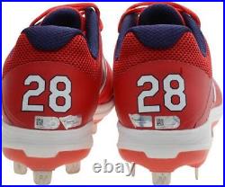 Corey Kluber Indians GU 28 Red Cleatsvs Athletics on 7/7/18 GU 7/7/18 Size 10