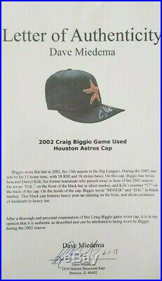 Craig Biggio Photomatched Astros Auto'd'02 Game-Used Cap, Miedema & JSA Auth'd