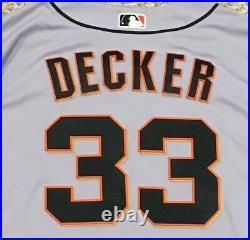 DECKER size 52 #33 2017 SAN FRANCISCO GIANTS GAME USED jersey road gray MLB HOLO